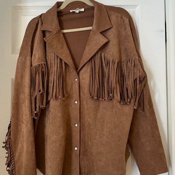 12th Tribe Suede Fringe Jacket - Picture 1 of 3